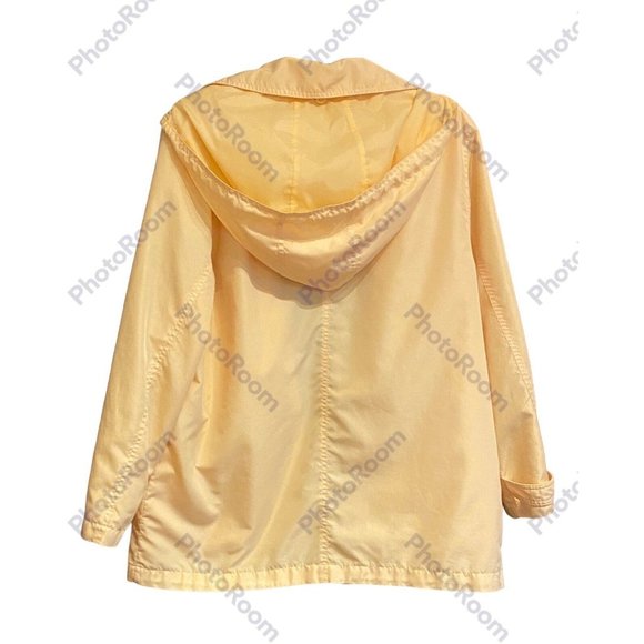 Tudor Court Yellow Windbreaker Rain Jacket Pockets Button Front Removable Hood - Picture 2 of 9